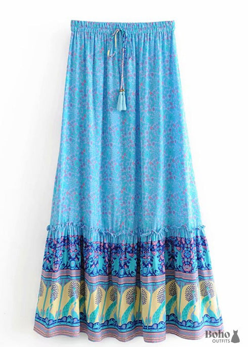 Boho Skirts in Blue Peacock For Women